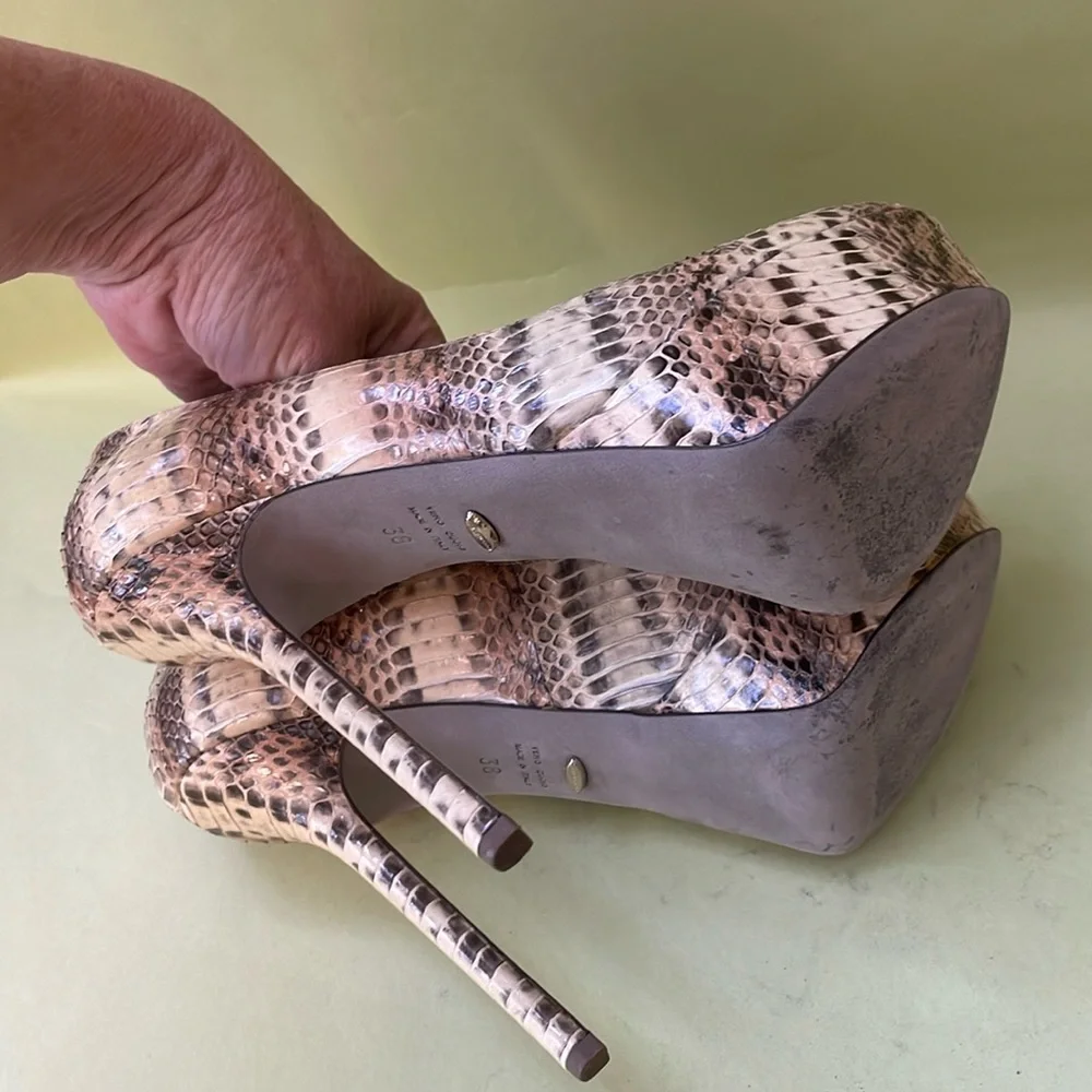 Multicolored Sergio Rossi snake skin platform